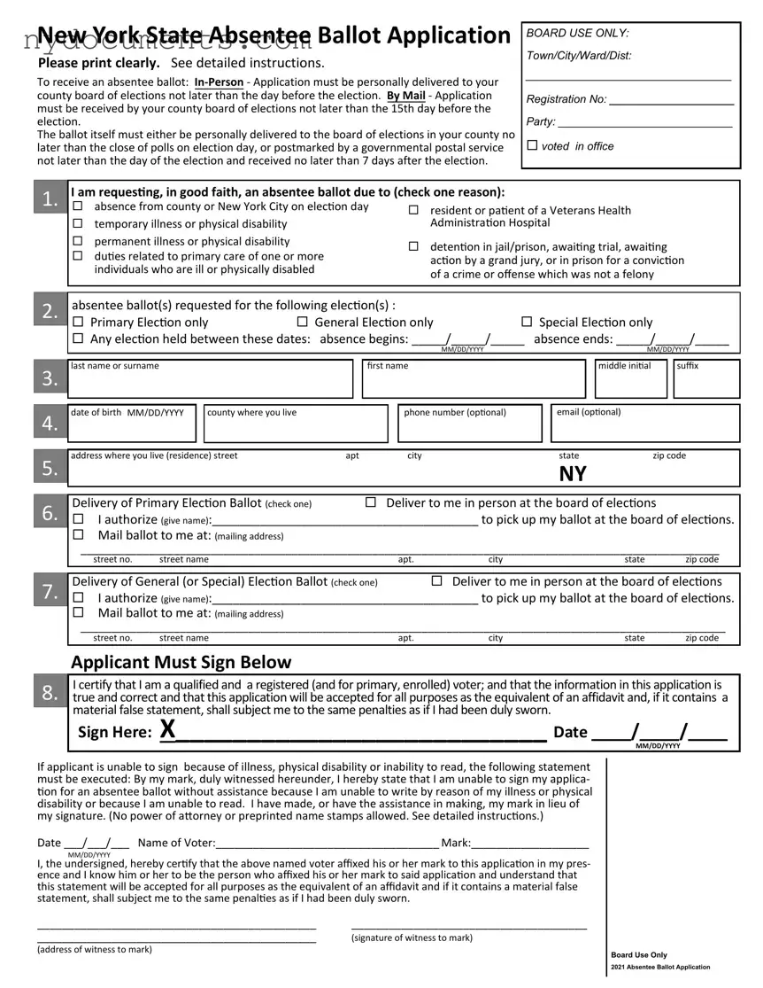 New York Absentee Ballot Application Template