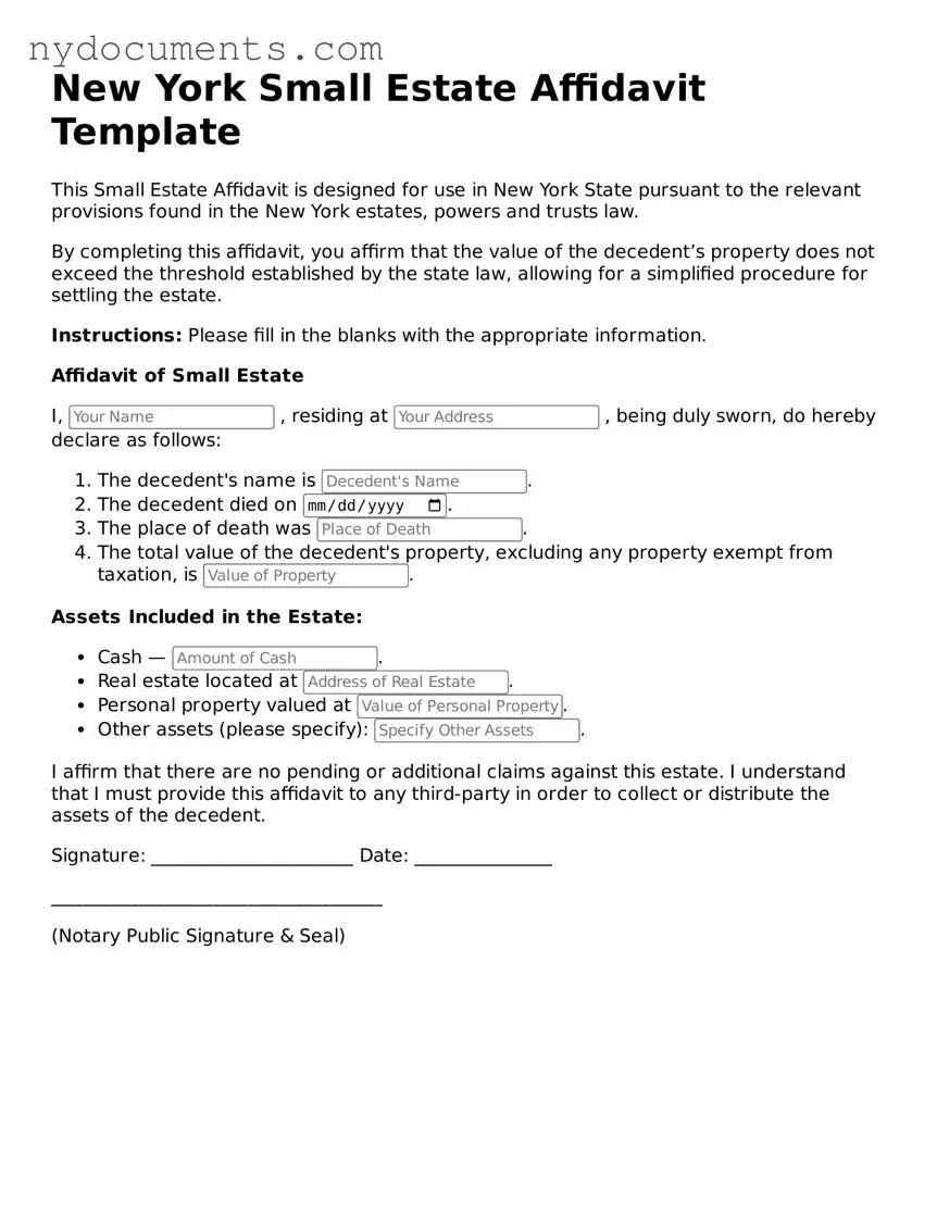 Valid  Small Estate Affidavit Template for New York