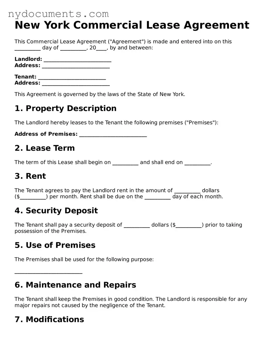 Valid  Commercial Lease Agreement Template for New York