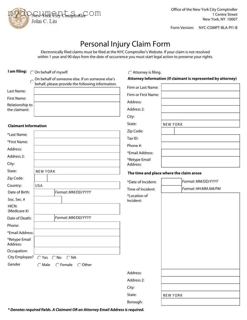 New York Claim Template
