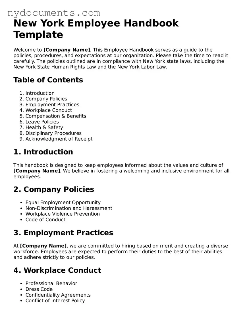 Valid  Employee Handbook Template for New York