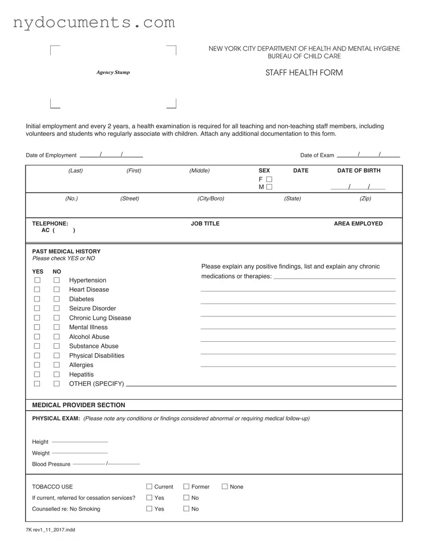 New York Daycare Annual Staff Template