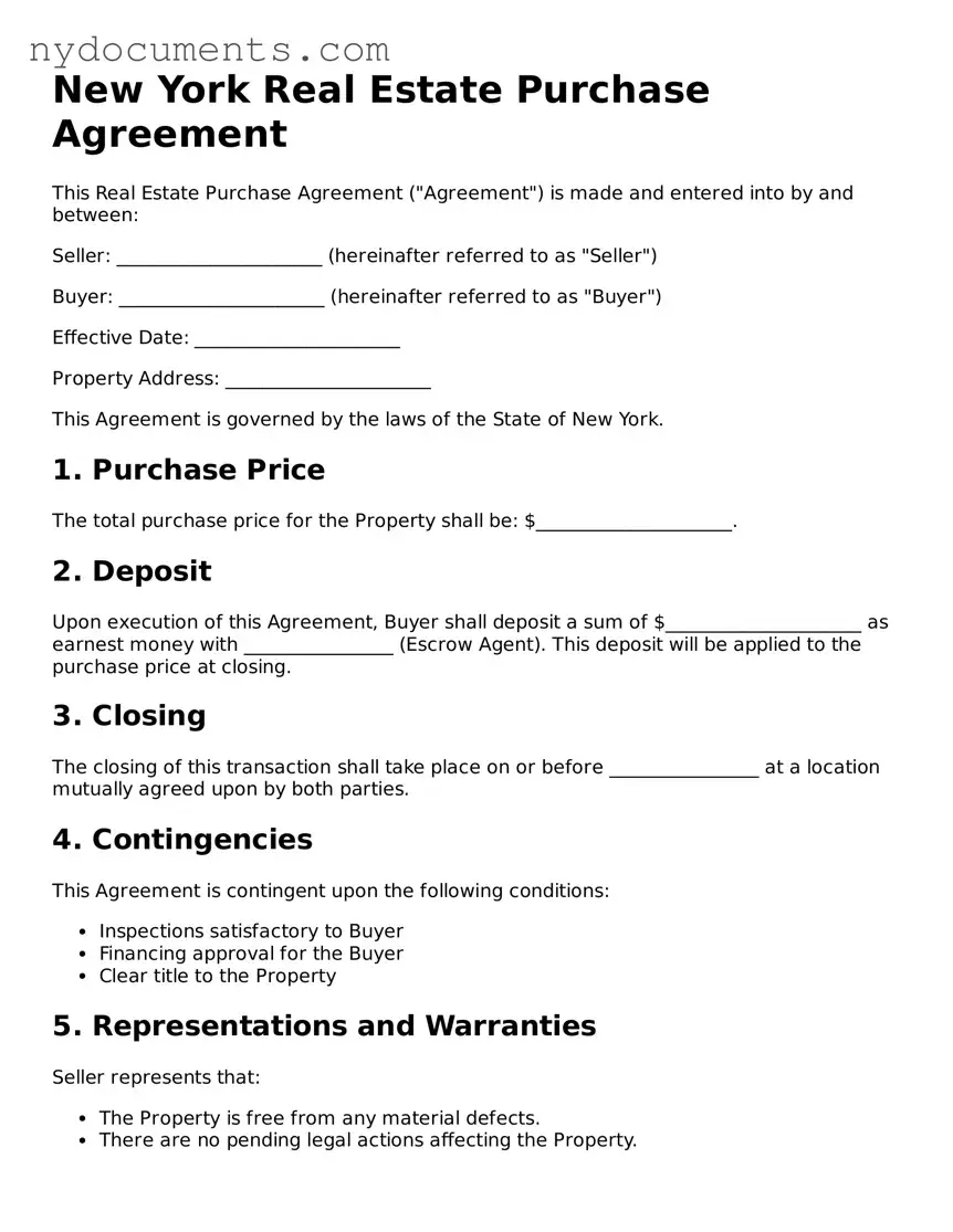 Valid  Real Estate Purchase Agreement Template for New York