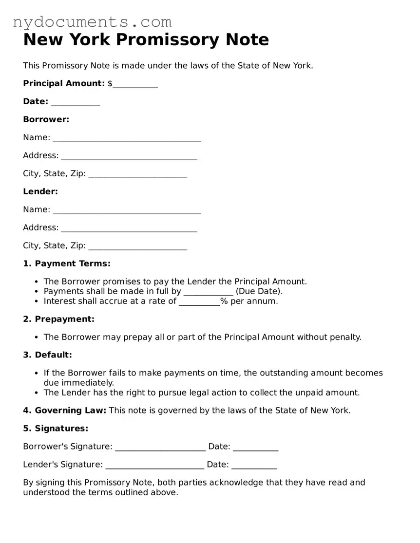 Valid  Promissory Note Template for New York