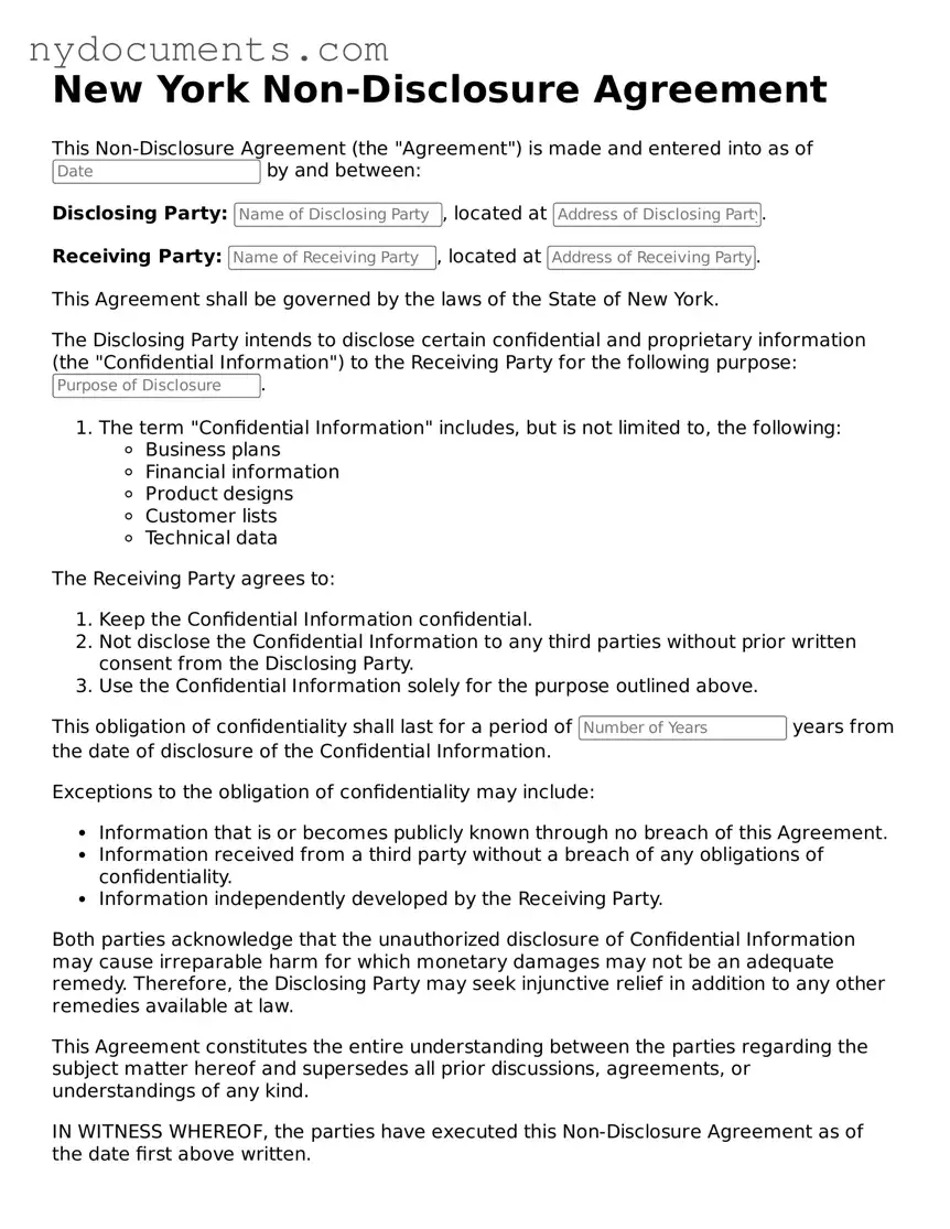 Valid  Non-disclosure Agreement Template for New York