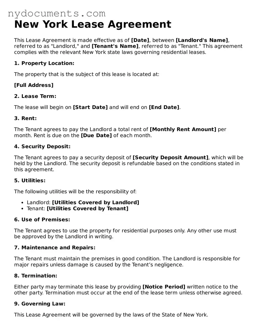 Valid  Lease Agreement Template for New York