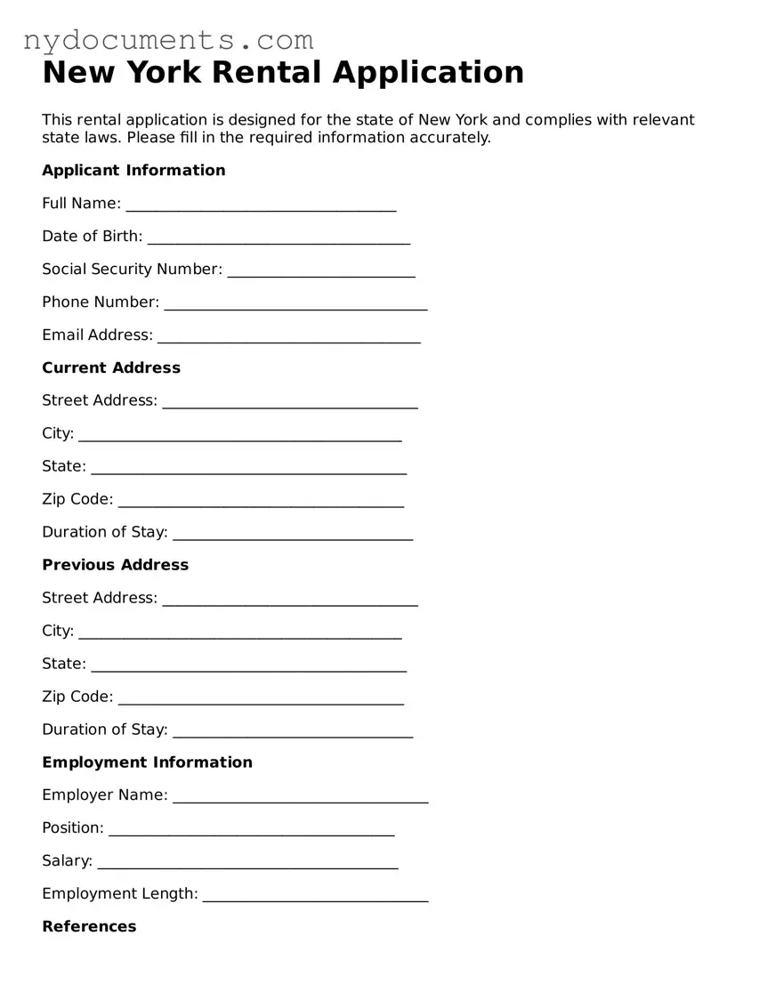 Valid  Rental Application Template for New York