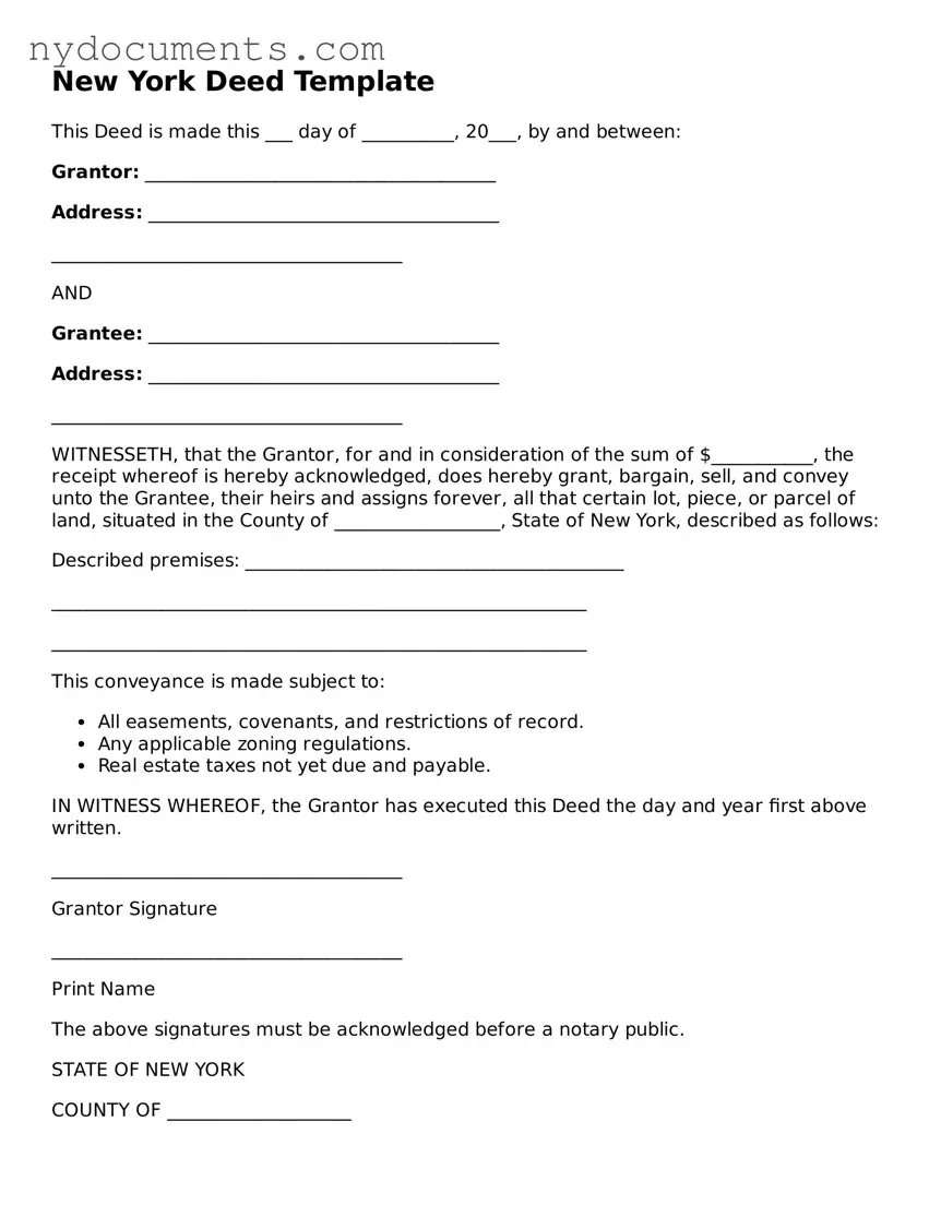 Valid  Deed Template for New York