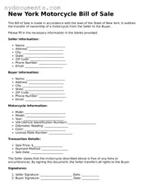 Valid  Motorcycle Bill of Sale Template for New York