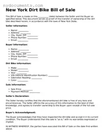 Valid  Dirt Bike Bill of Sale Template for New York