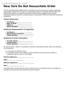 Valid  Do Not Resuscitate Order Template for New York