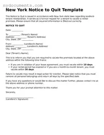 Valid  Notice to Quit Template for New York