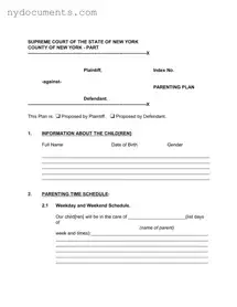New York Parenting Plan Template